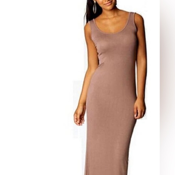 Uniqlo Cherry Cola Bodycon Midi Dress Sleeveless Scoop Neck Casual Cotton Small - Picture 1 of 8